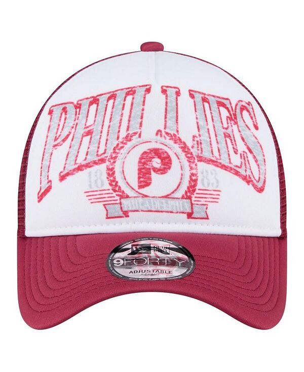 ニューエラ メンズ アクセサリー 帽子 New Era Mens Red Philadelphia Phillies Distressed 9FORTY AFrame Adjustable Trucker Hat Red レッド