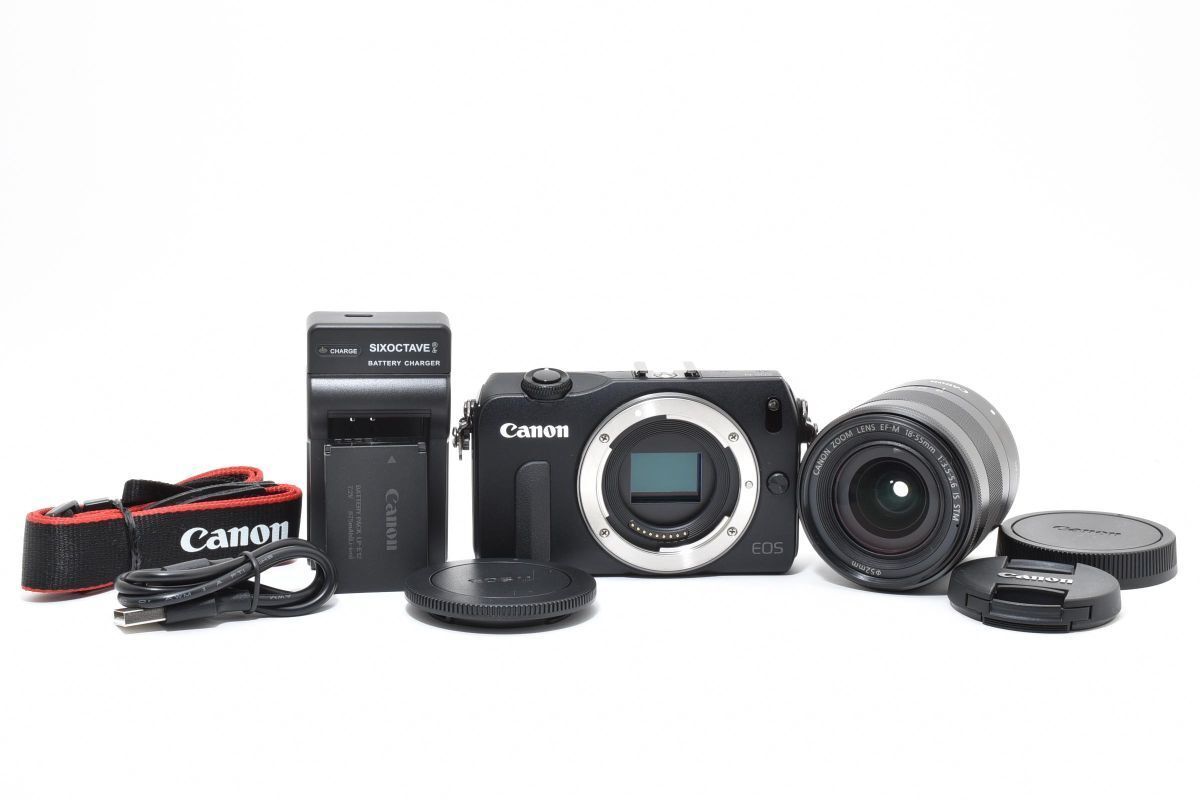 美品 Canon EOS M ブラック + EF-M 18-55mm F3.5-5.6 IS STM 充電器 
