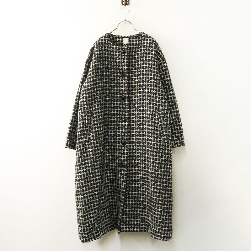 新品 定価3.1万 ツハルバイサマンサモスモス TSUHARU by Samansa Mos2 SM2 尾州ウール ジャカード柄コート F┃中綿【2400014817485】