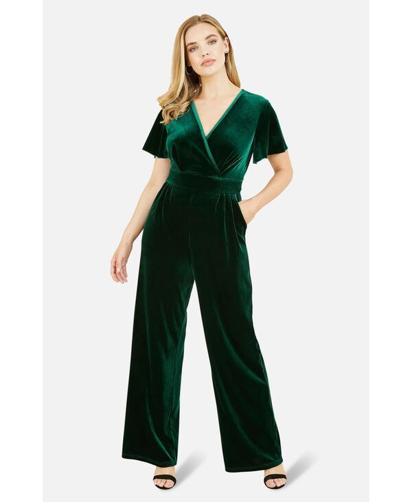 ユミキム レディース ボトムス カジュアルパンツ ベルベット ジャンプスーツ Yumi Womens Angel Sleevelvet Jumpsuit Green グリーン