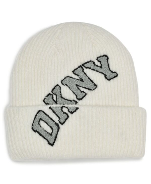 ダナ キャラン ニューヨーク レディース アクセサリー 帽子 ニット ロゴ DKNY Womens Varsity Knit Logo Beanie Ivory アイボリー