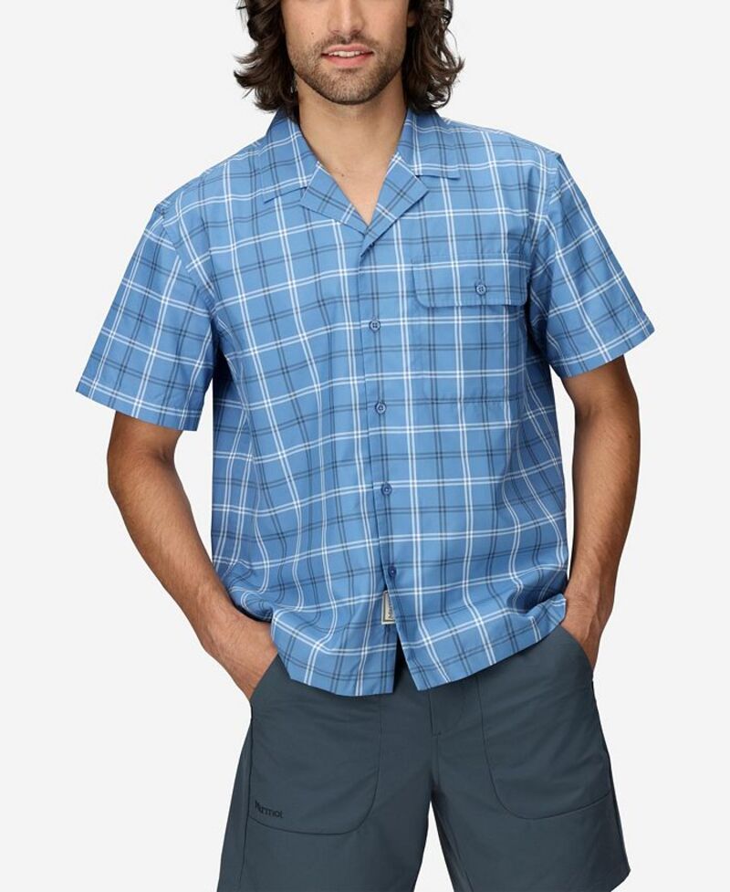 マーモット メンズ トップス シャツ Marmot Mens AirExchange Ultraviolet Protection Factor 40 Camp Novelty Short Sleeve Shirt Rain cloud