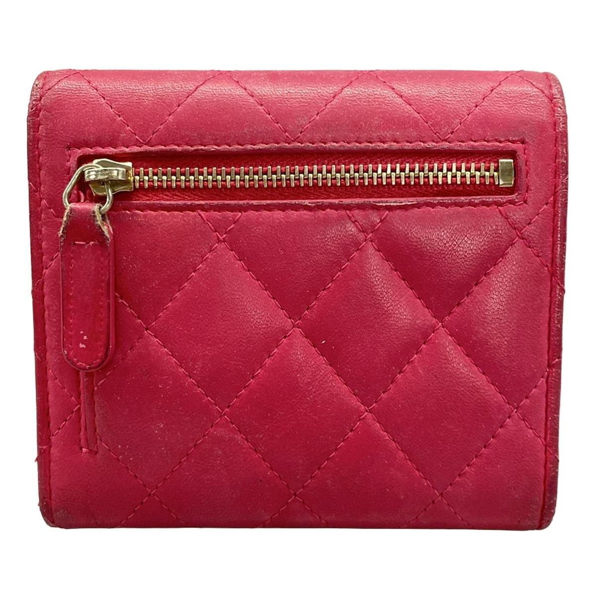 CHANEL(シャネル) 3つ折り財布 マトラッセ ピンク ゴールド金具 