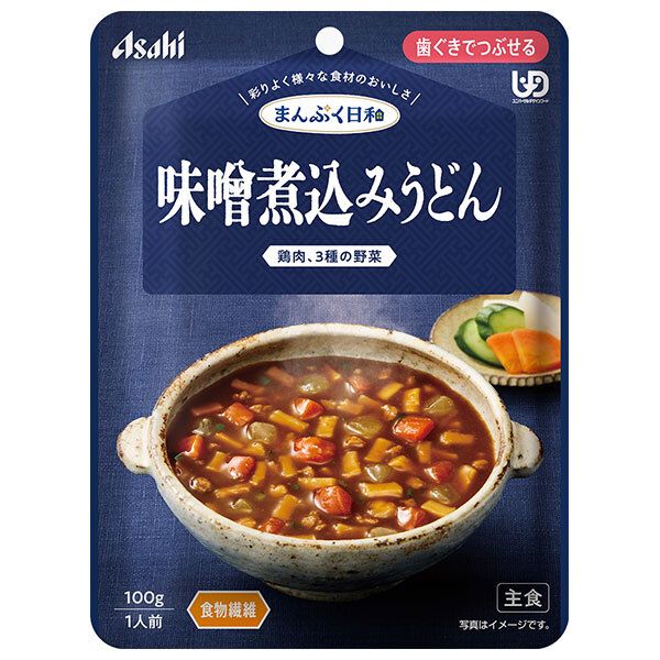 アサヒグループ食品 まんぷく日和 味噌煮込みうどん 100g×24袋入×(2ケース)| 送料無料 介護食 柔らかい 調理済 レトルト ストック 高齢者 健康 ケース買い まとめ買い 業者 仕入れ 大量 みそ 調味料 飲食店 麺 簡単 ヘルシー ドリンク