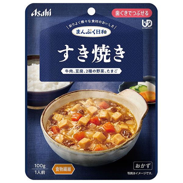 アサヒグループ食品 まんぷく日和 すき焼き 100g×24袋入×(2ケース)| 送料無料 介護食 柔らかい 調理済 レトルト ストック 高齢者 健康 ケース買い まとめ買い 業者 仕入れ 大量 割下 調味料 飲食店 簡単 ヘルシー ドリンク