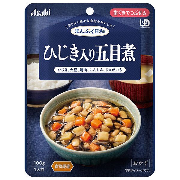 アサヒグループ食品 まんぷく日和 ひじき入り五目煮 100g×24袋入×(2ケース)| 送料無料 介護食 柔らかい 調理済 レトルト ストック 高齢者 健康 ケース買い まとめ買い 業者 仕入れ 大量 簡単 ヘルシー ドリンク