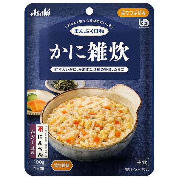 アサヒグループ食品 まんぷく日和 かに雑炊 100g×24袋入×(2ケース)| 送料無料 介護食 柔らかい 調理済 レトルト ストック 高齢者 健康 ケース買い まとめ買い 業者 仕入れ 大量 簡単 ヘルシー ドリンク