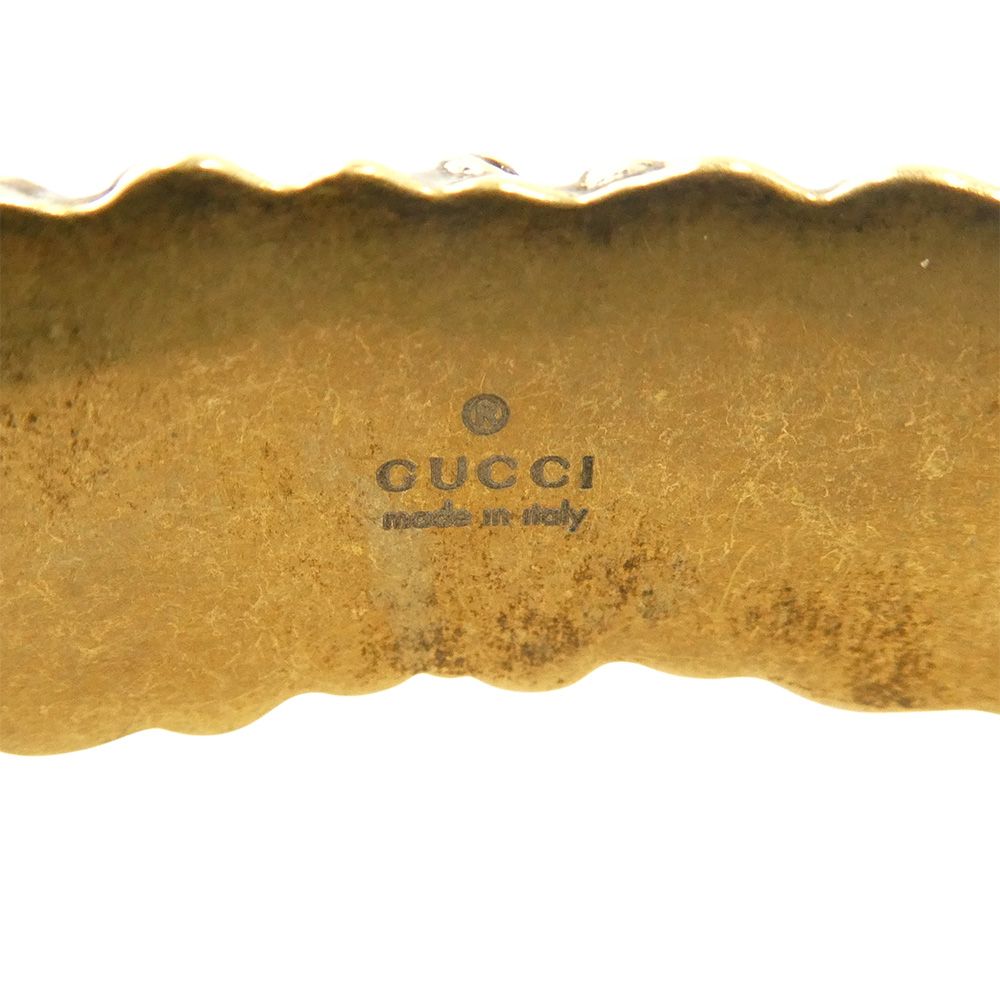 GUCCI グッチ ライオン たてがみモチーフ バングル ゴールド系 L【中古