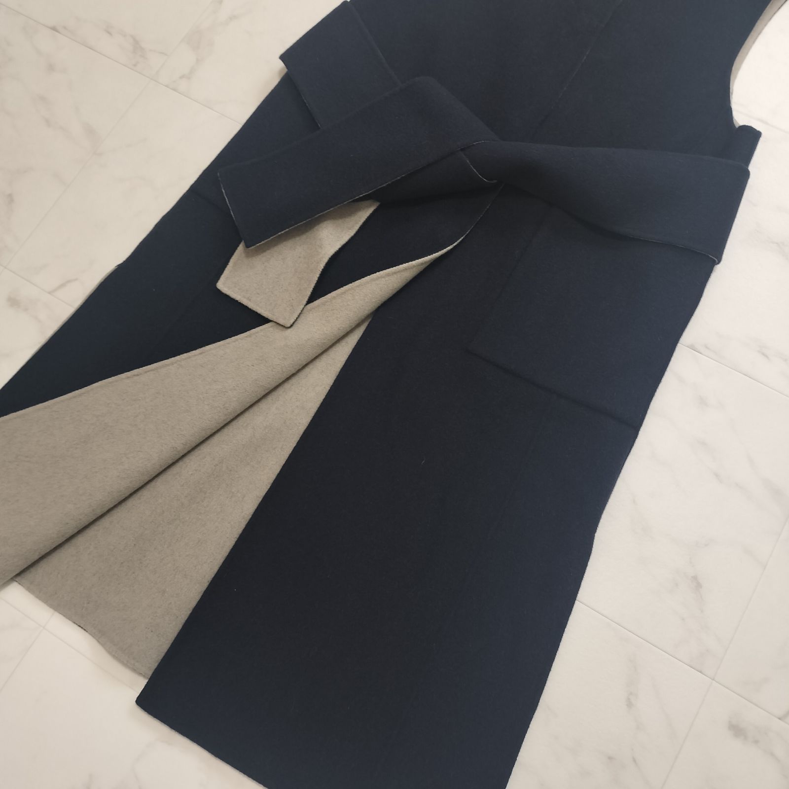 ADORE アドーア カシミヤ混 2TONE リバーシブル ジレ ロング丈 38 M 