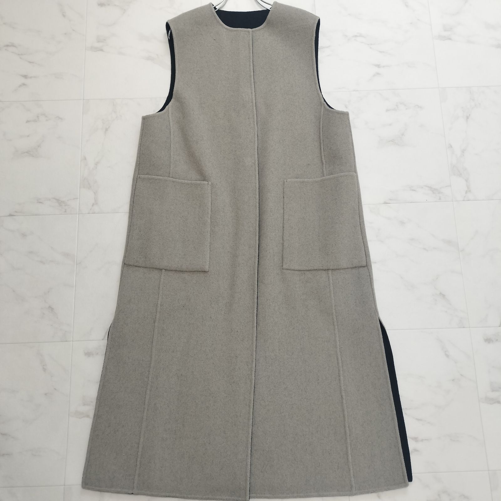 ADORE アドーア カシミヤ混 2TONE リバーシブル ジレ ロング丈 38 M 