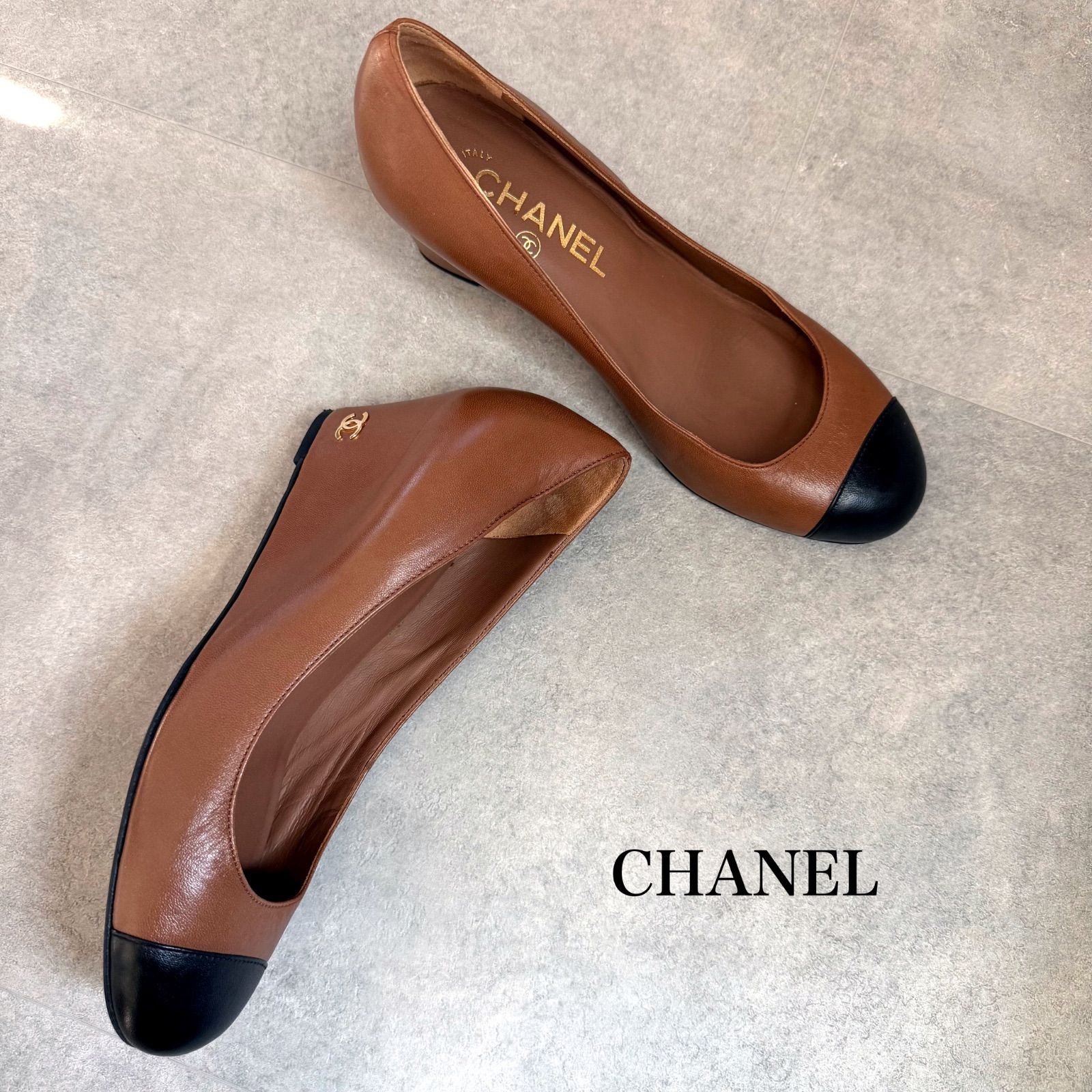 美品 CHANEL シャネル ウェッジソールパンプス ココマーク バイ 美品 CHANEL シャネル ウェッジソールパンプス ココマーク バイ