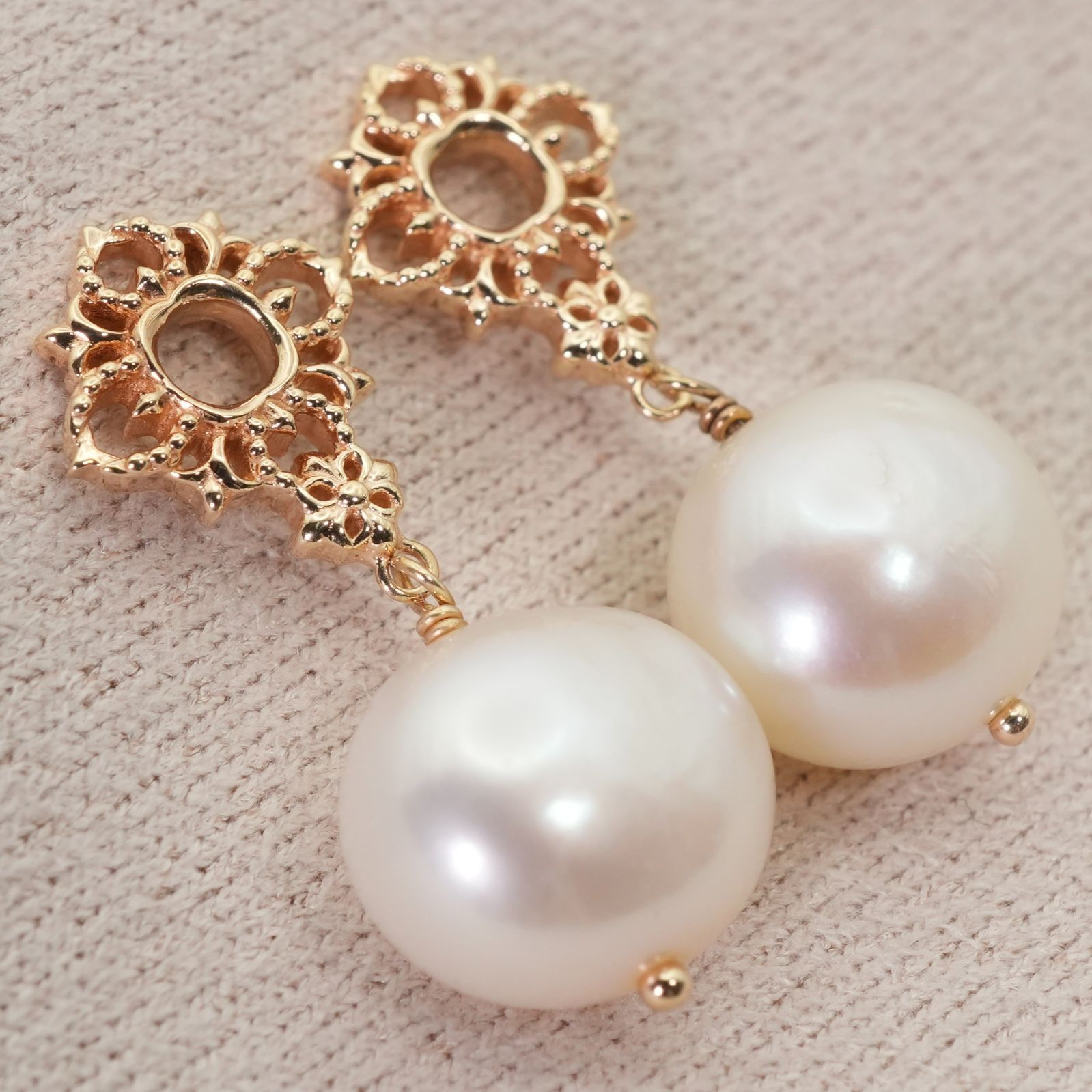 アガット K10 パール ミル打ち ピアスチャーム 透かし/24-5244 - メルカリ