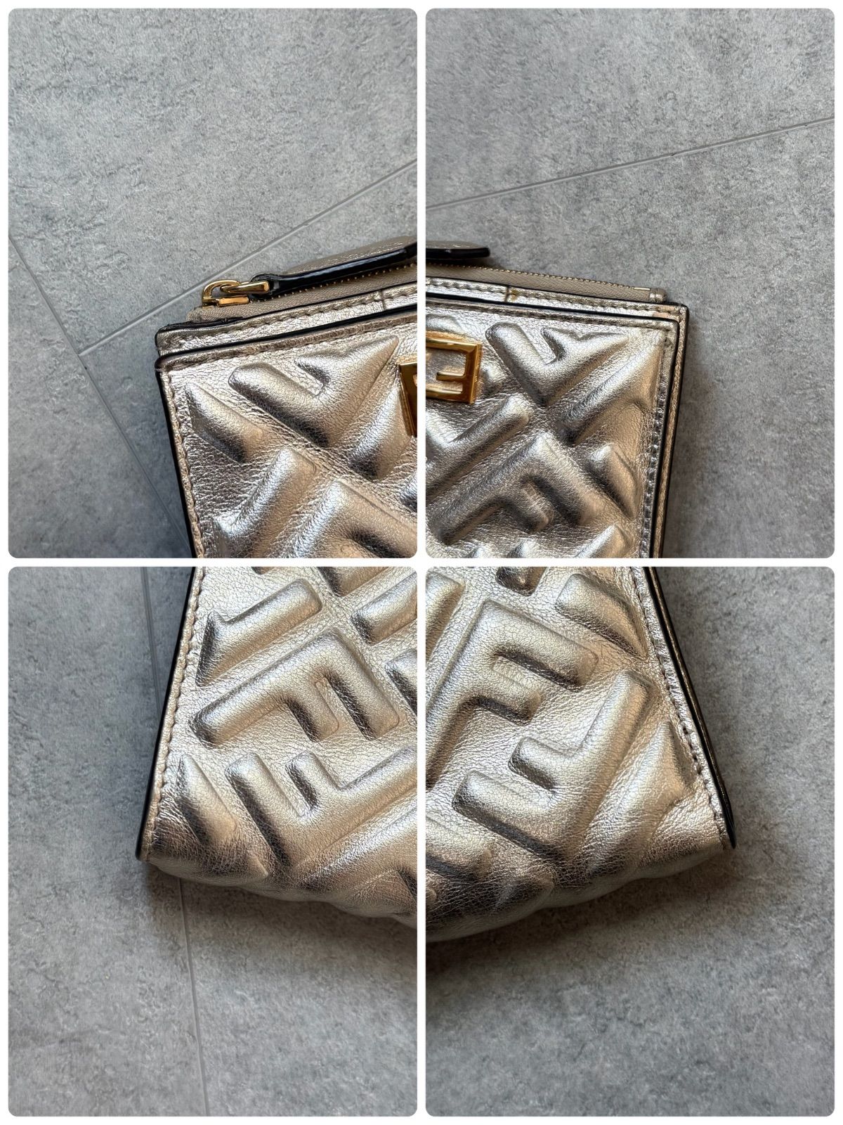 FENDI ゴールド 二つ折り財布 FENDI フェンディー 二つ折り財布 バケット コンパクトジップ