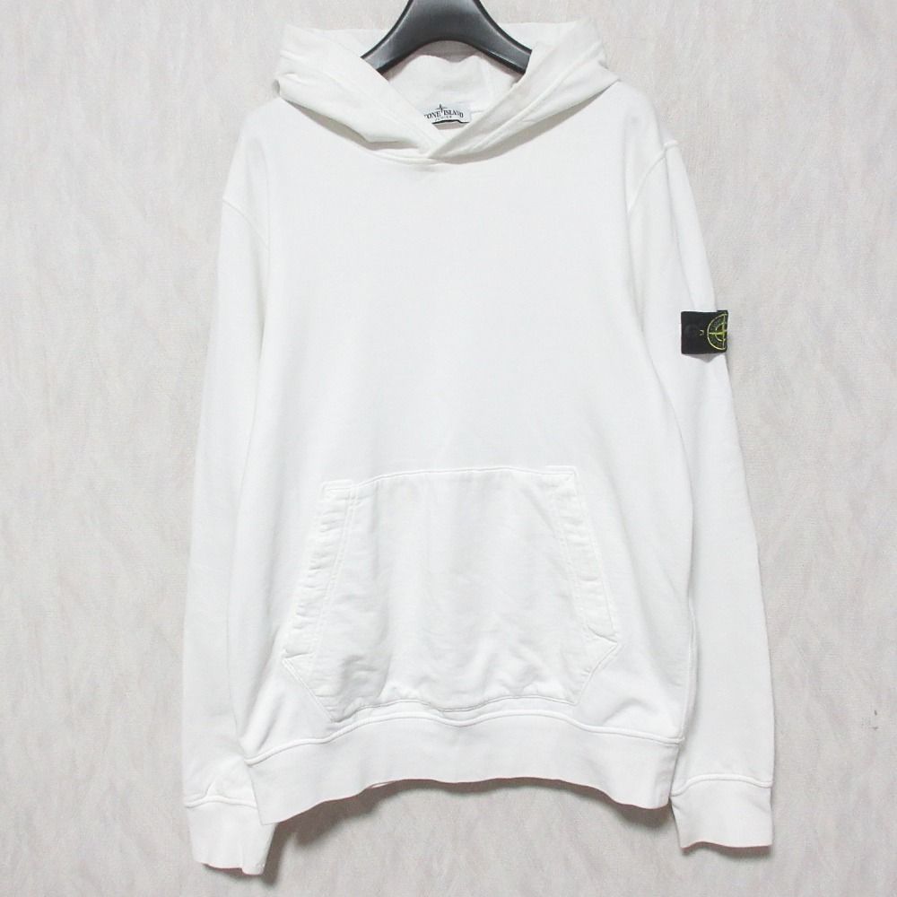 良品 STONE ISLAND JUNIOR ストーンアイランドジュニア ライトスウェット プルオーバーパーカー サイズ14 ホワイト キッズ 古着  USED
