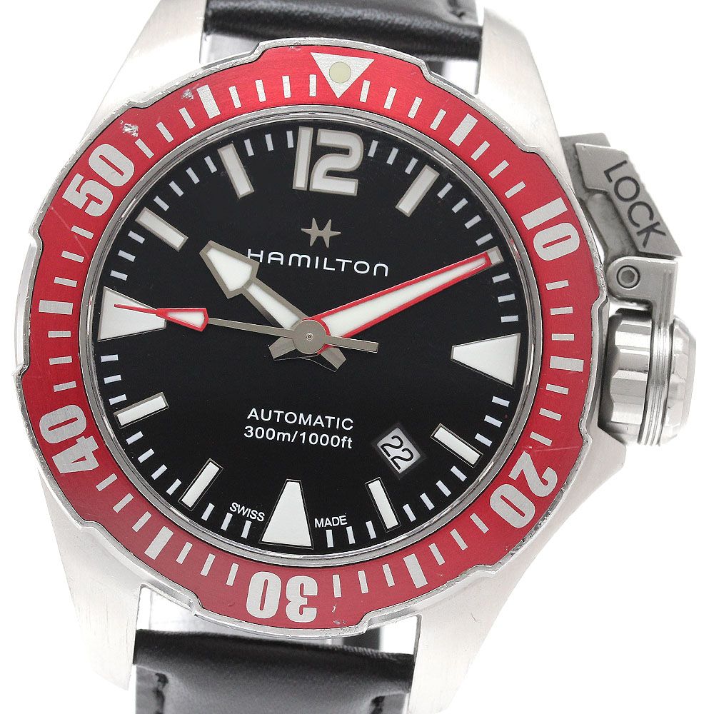 ハミルトン HAMILTON H777250 フロッグマン カーキ ネイビー デイト 自動巻き メンズ _941161