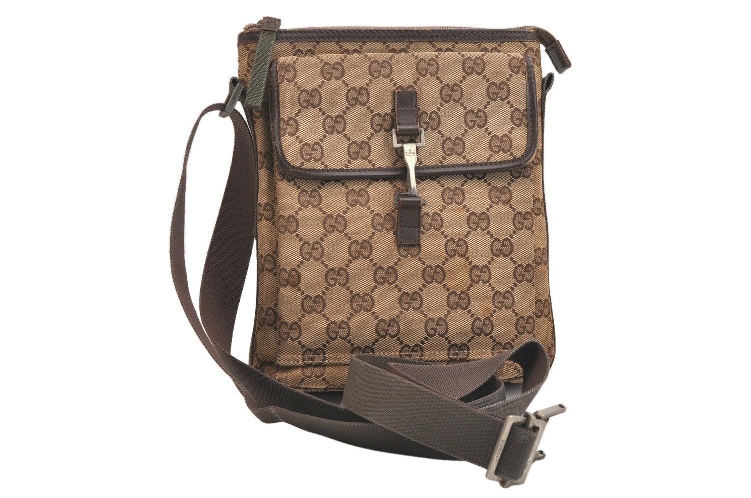 GUCCI グッチ ショルダークロスボディーバッグ GGキャンバス レザー