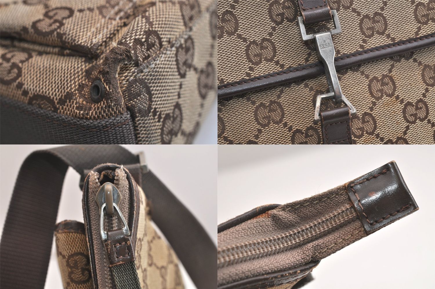 GUCCI グッチ ショルダークロスボディーバッグ GGキャンバス レザー