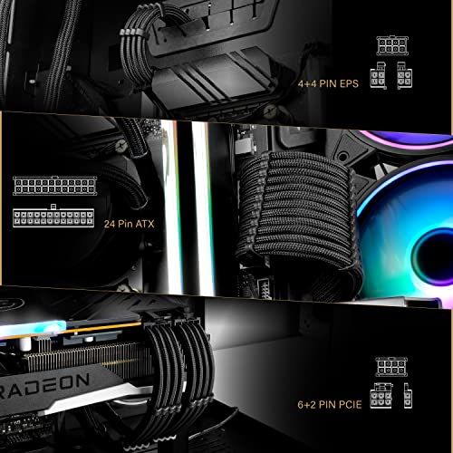 EZDIY-FAB PC用スリーブケーブル GPU/CPU用PC電源 ATX 3.0/3.1規格に準拠 電源専用PSUケーブル カスタム Mod PC電源ケーブ 18AWG高性能銅コア 2本の8ピン (6+2)GPU 延長ケーブル 1本の8ピン(4+ ...