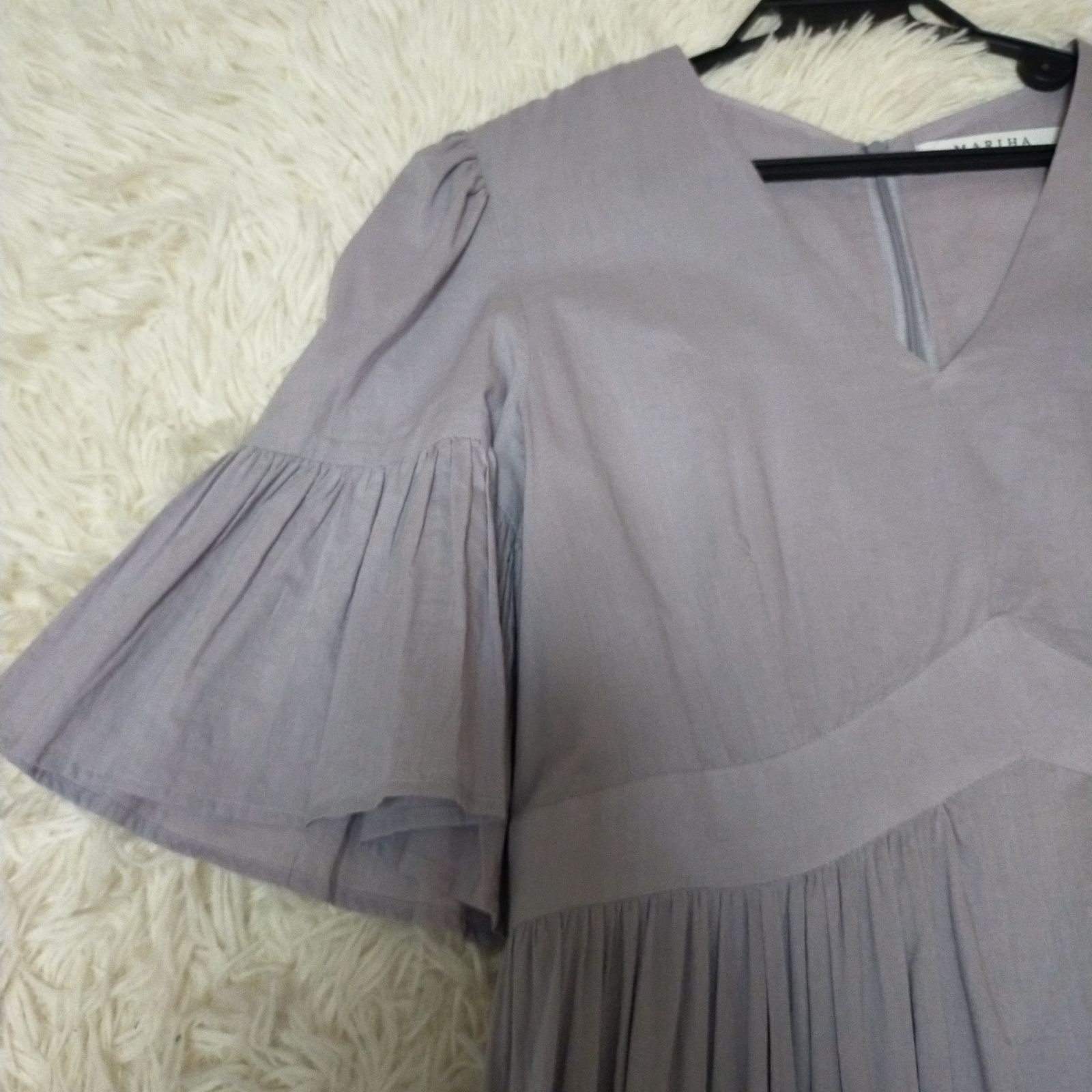 NOBLE 別注カラーMARIHA ラベンダー フレアスリーブ マキシドレス