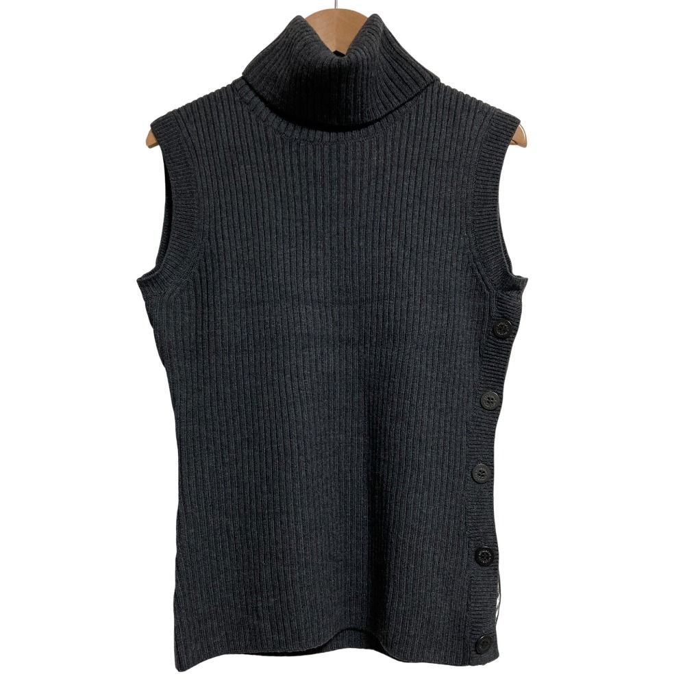 美品 BURBERRY バーバリー ノースリーブ タートルネック リブニット