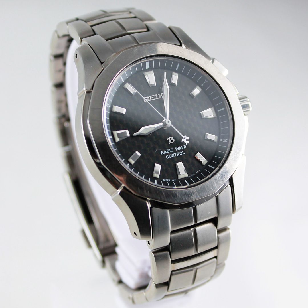 SEIKO ブライツ 5B21-0AA0 電波時計 チタン クオーツ ブラック文字盤