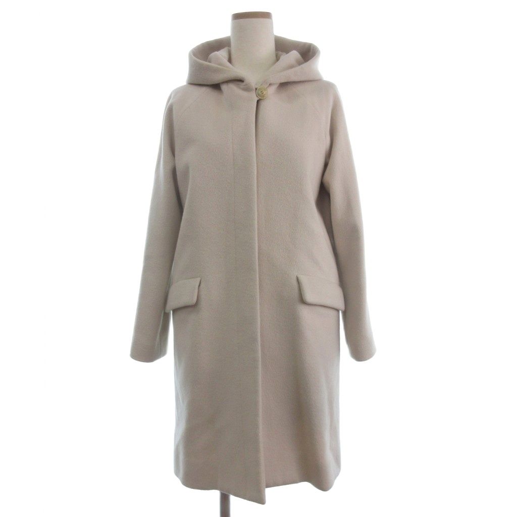 イエナ IENA コート フード付き 長袖 ロング アンゴラ混 36 ベージュ