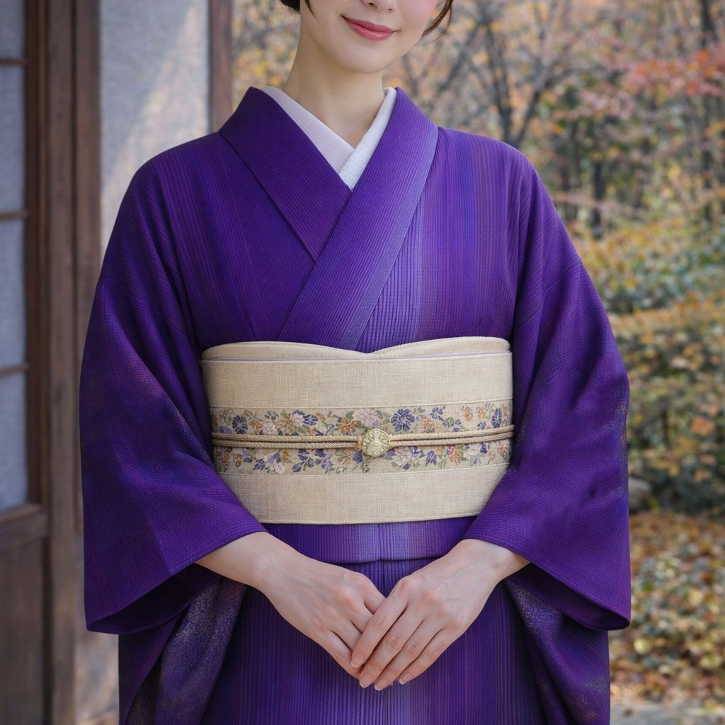 kta2994 本場縞大島 古代染色純植物染 紬 着尺 お仕立て付き 1ヶ月半