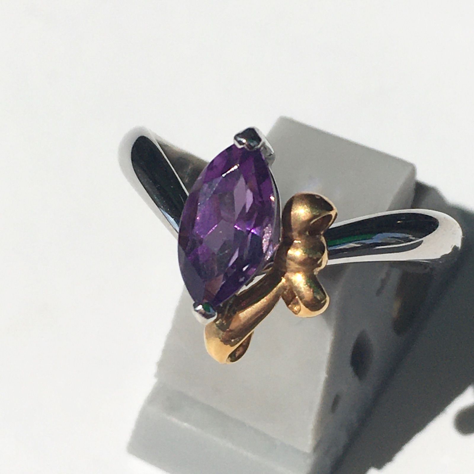 18金 プラチナ アメジスト コンビリング 新品 11号 レディース 18金 プラチナ アメジスト コンビリング 新品 11号 レディース