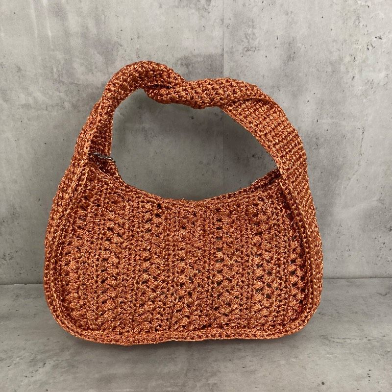 美品 ZARA ザラ 完売品 オレンジ メタリック クロシェ編み ミニ