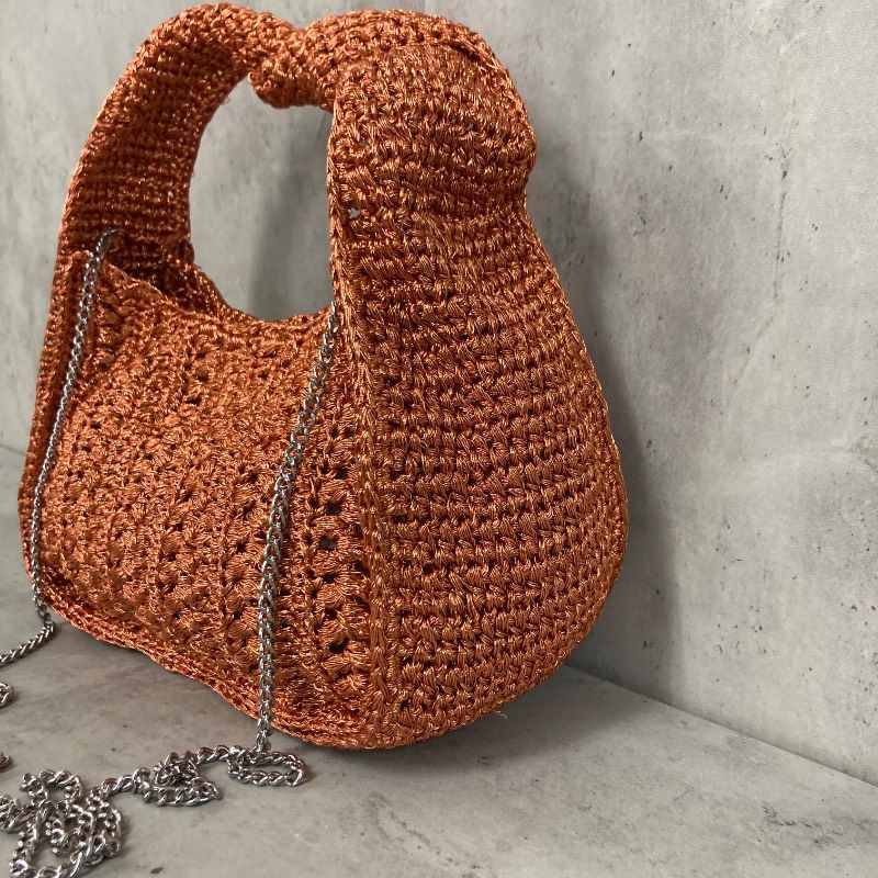 美品 ZARA ザラ 完売品 オレンジ メタリック クロシェ編み ミニ 