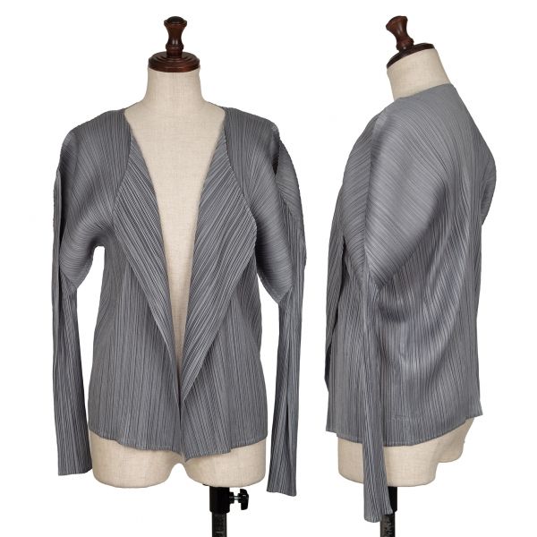プリーツプリーズPLEATS PLEASE ノーカラーボタンレスカーディガン