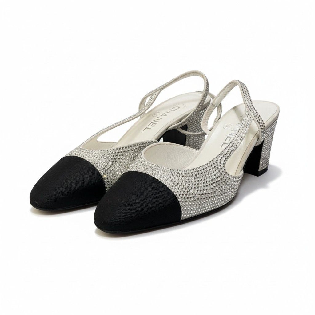 b13《美品》 CHANEL シャネル スリングバック ラインストーン b13《美品》 CHANEL シャネル スリングバック ラインストーン