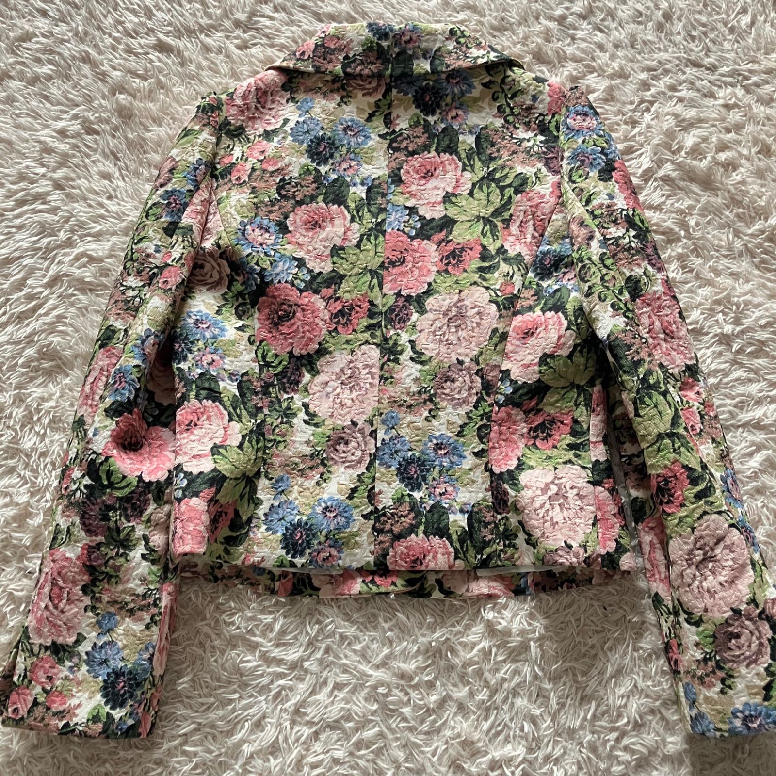 未使用品☆ エムズグレイシー ゴブラン調 花柄ジャケット バラボタン
