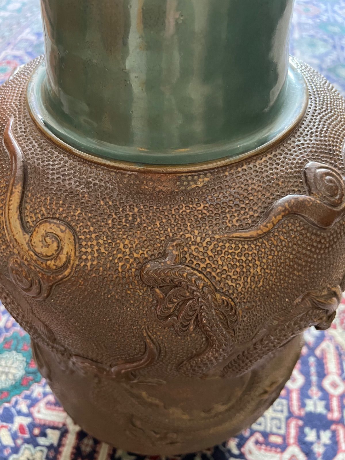 琉球 約68.8㎝大壺 古琉球／陶器／やちむん 雲龍文 花瓶 花生 - メルカリ