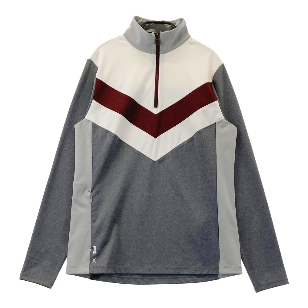 サイズ：S RLX ラルフローレン ハーフジップ 長袖Tシャツ グレー系