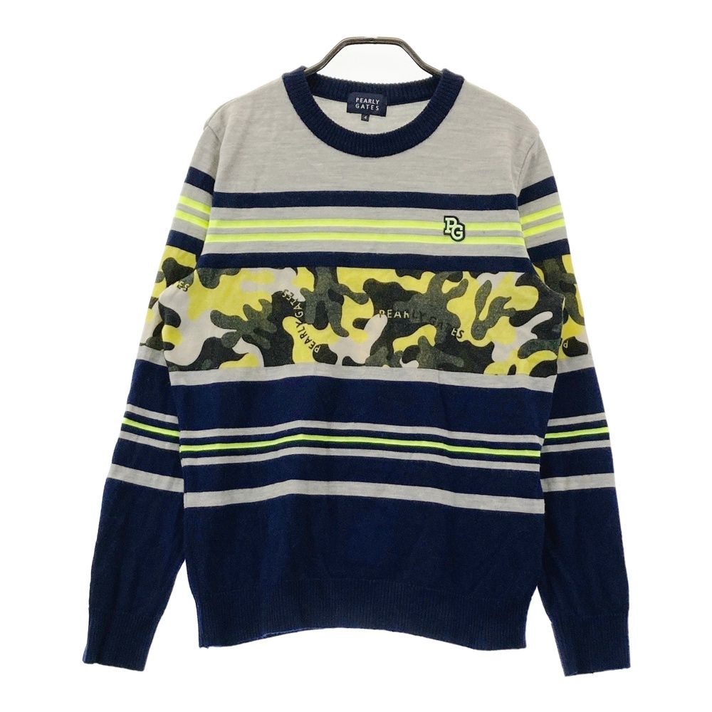サイズ：4 PEARLY GATES パーリーゲイツ ウール混 ニットセーター 迷彩