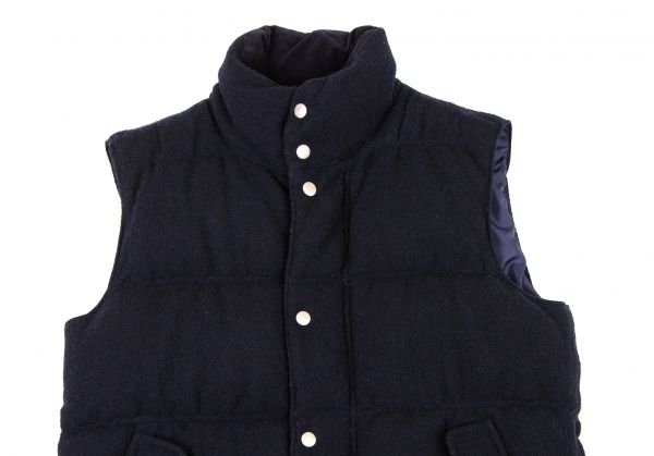 コムデギャルソンオムCOMME des GARCONS HOMME ウールジップアップフェザーダウンベスト 紺S