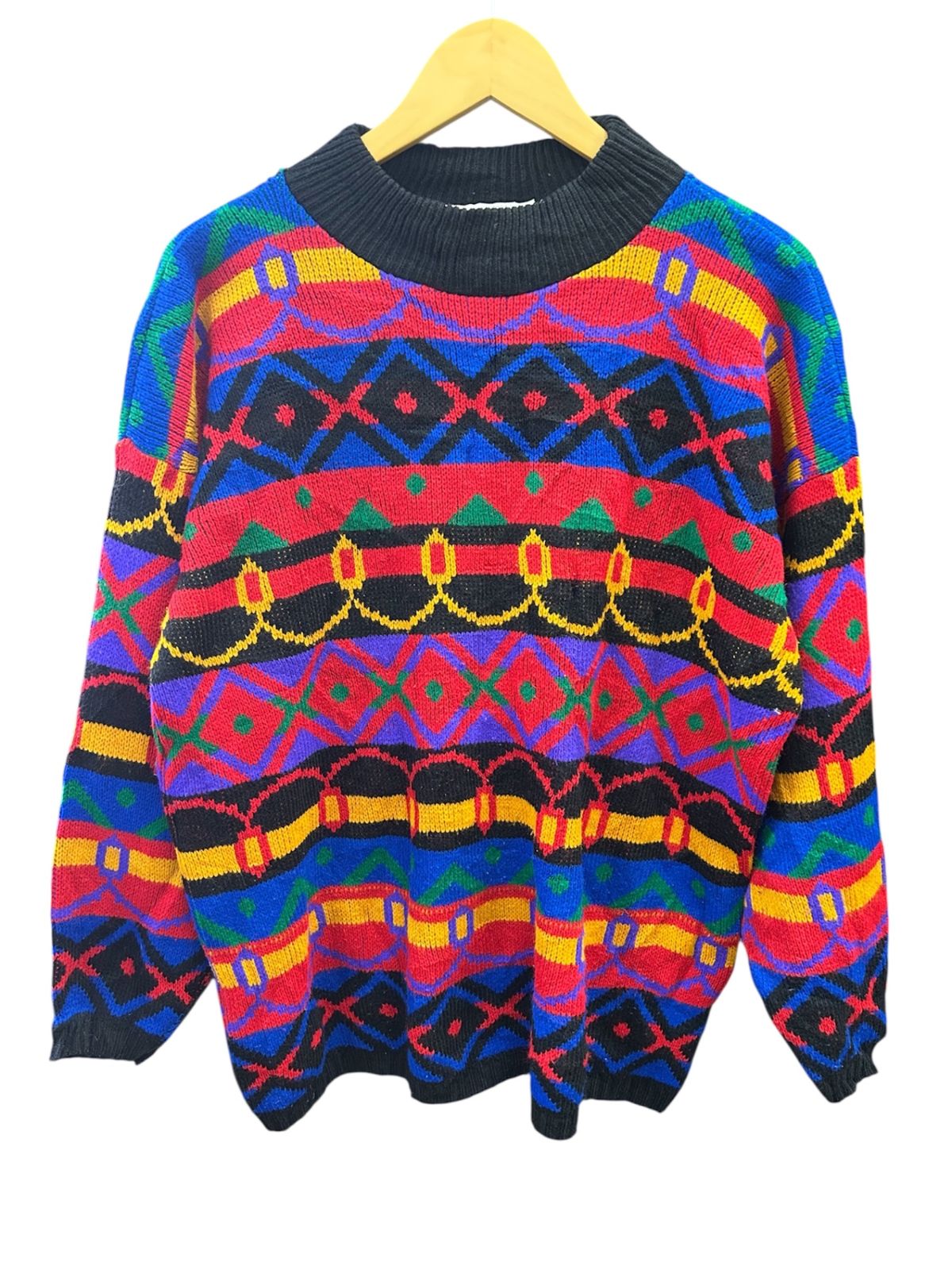 CAROLINA COLOURS 総柄ニット セーター USA製 90S 00S 古着 ビンテージ 