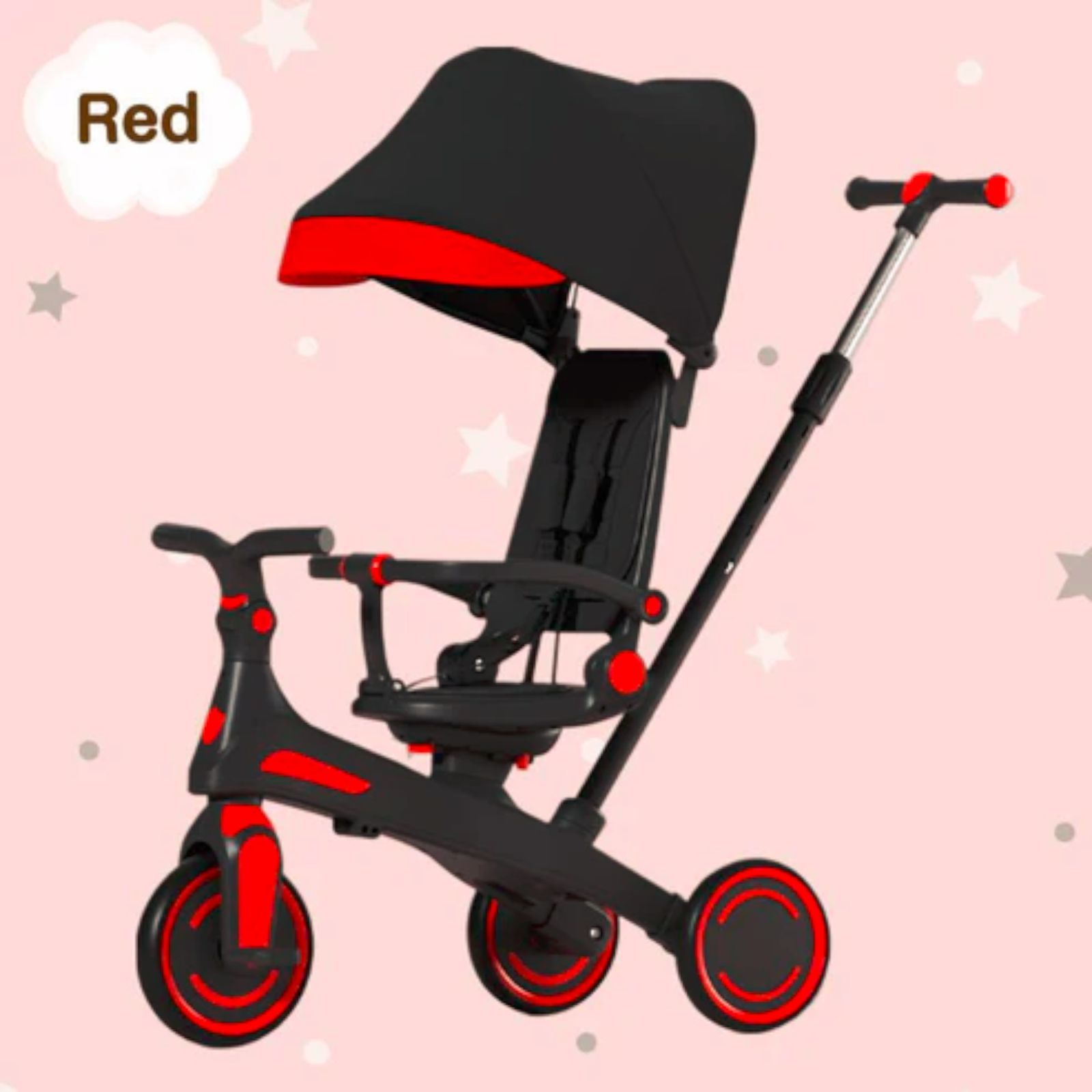 2645 キッズ バイク 子供 三輪車 レッド 折りたたみ 1~5歳 安全シート