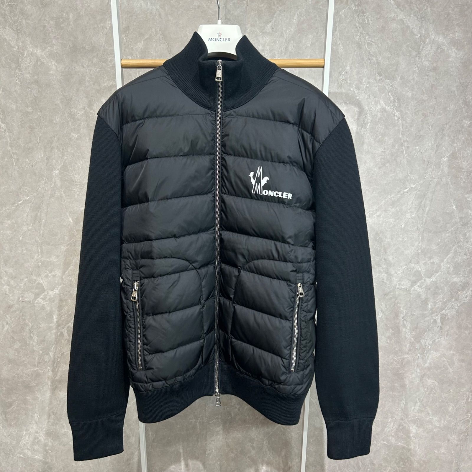 モンクレール MONCLER ブラック ニット切替ダウンジャケット 