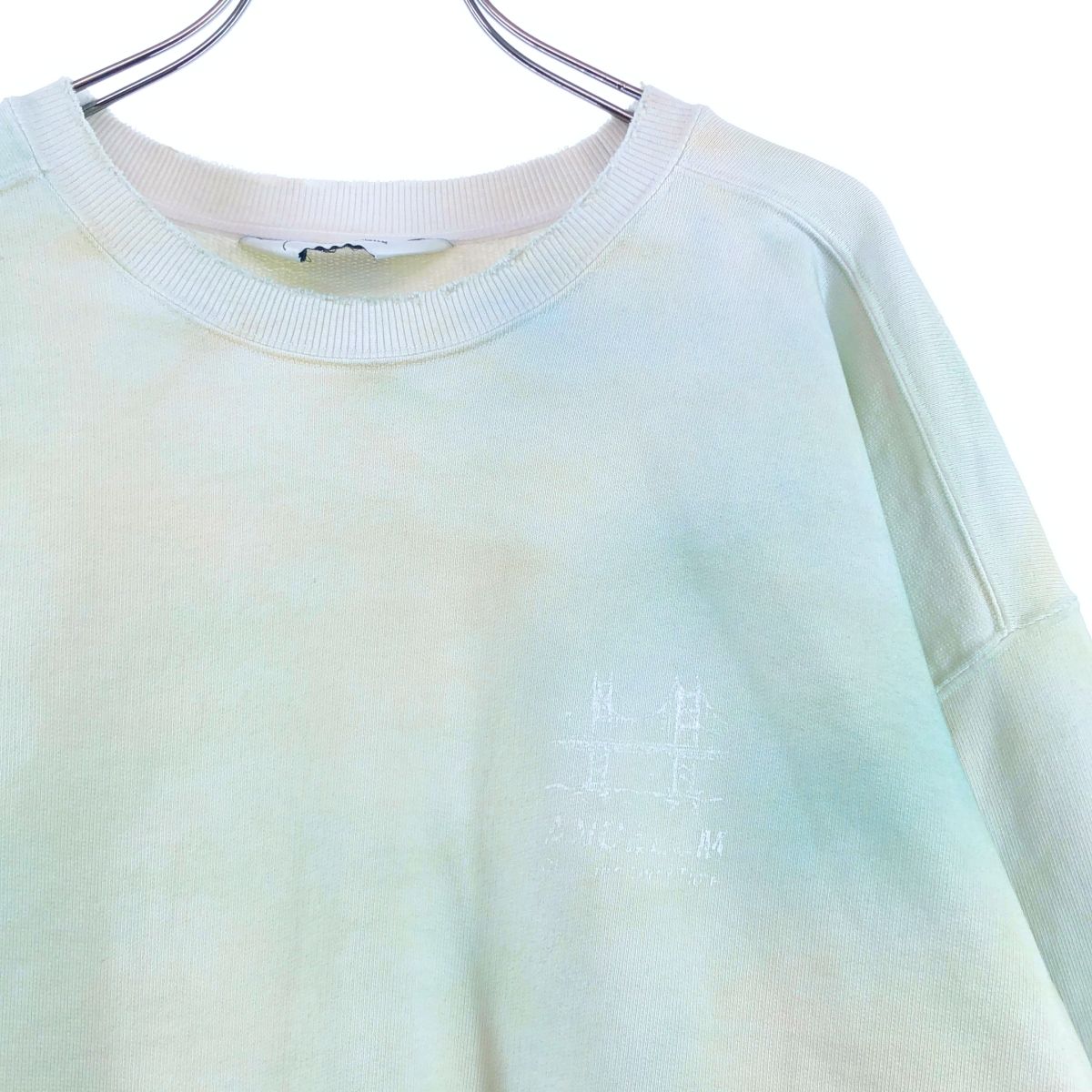 ANCELLM / アンセルム | 2025AW | BRIDGE SWEAT SHIRT ダメージ加工 グラフィックプリント オーバーサイズ スウェット | 2 | LAKE / グリーン系 | メンズ ANCELLM / アンセルム | 2025AW | BRIDGE SWEAT SHIRT ダメージ加工