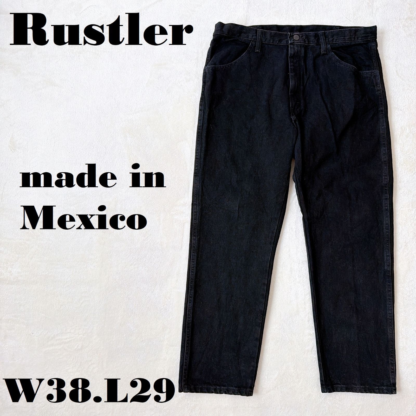 Rustler メキシコ製 W38L29 ブラックデニム ストレート 87619CB 