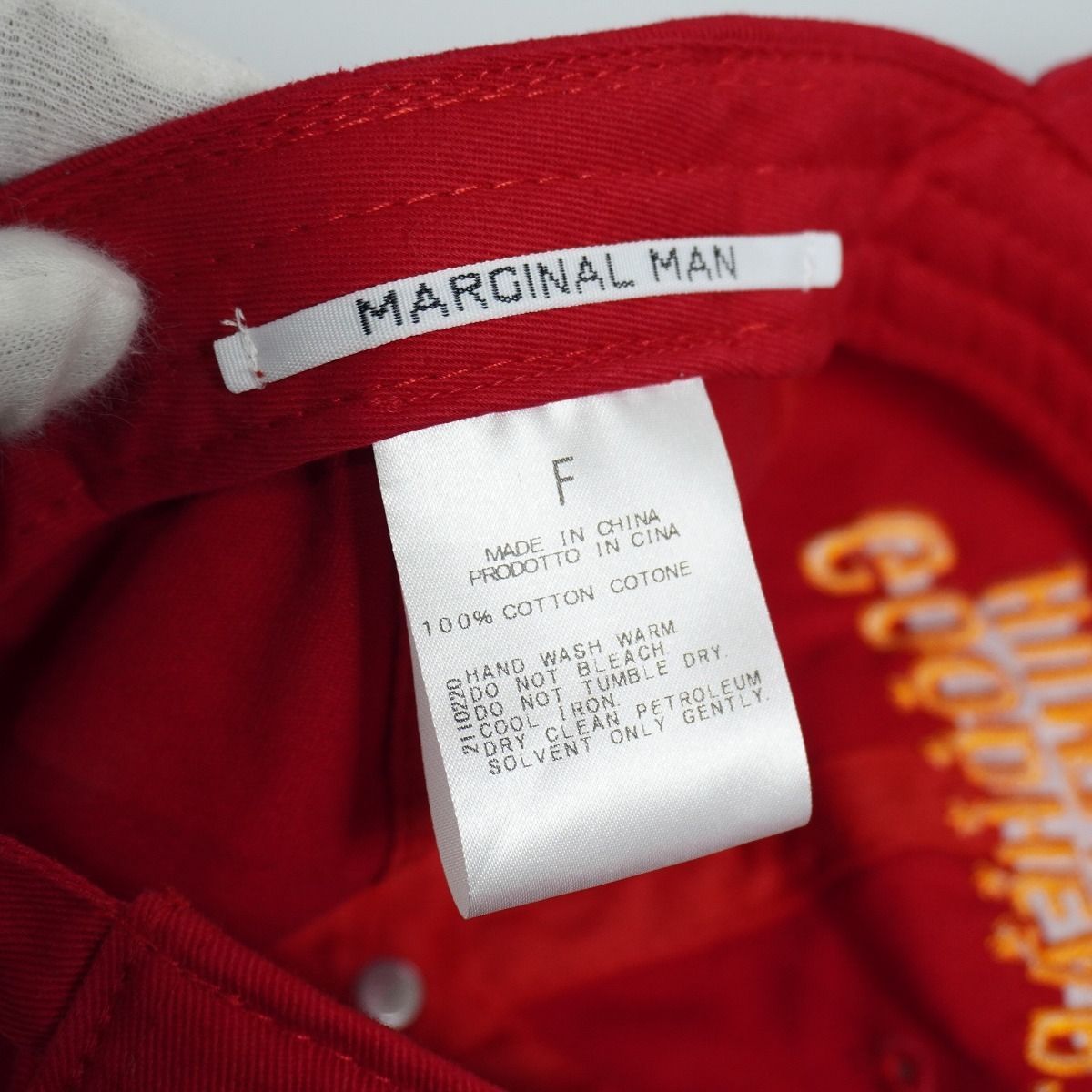 正規 美品 MARGINAL MAN GOODHEART HUMANITY RED ZCAP 6-panel ロゴ 