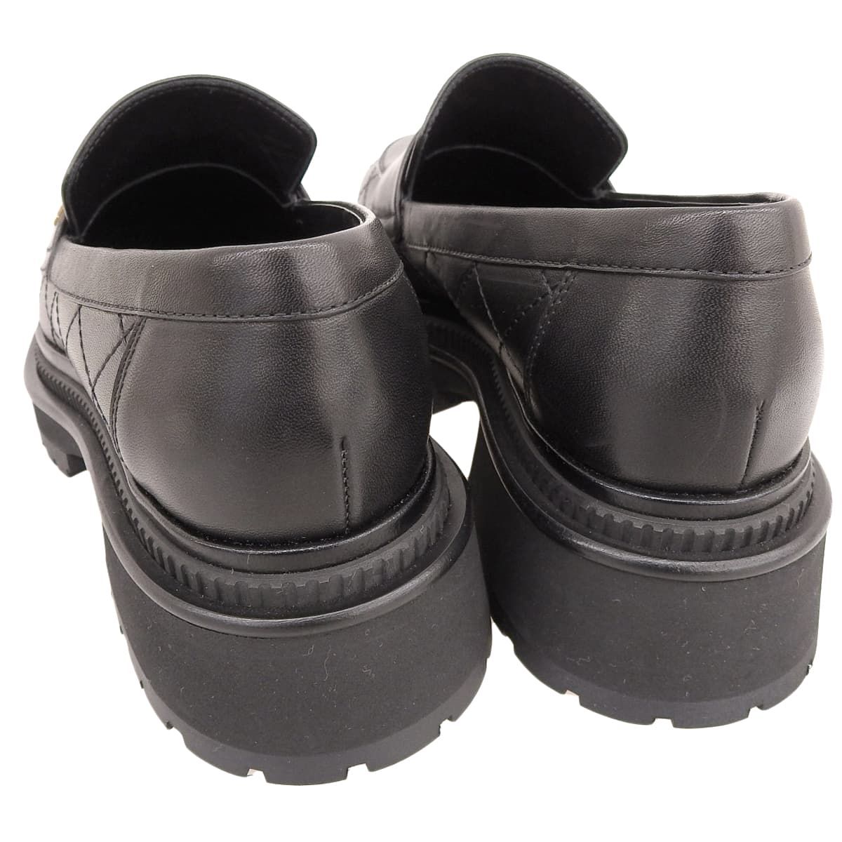 シャネル CHANEL ココマーク ローファー 36C レザー ブラック ゴールド