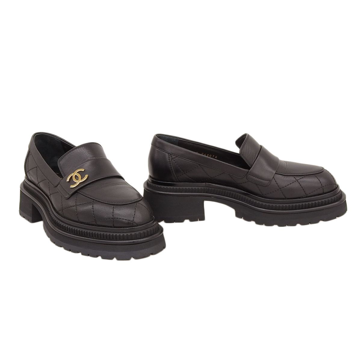 シャネル CHANEL ココマーク ローファー 36C レザー ブラック ゴールド