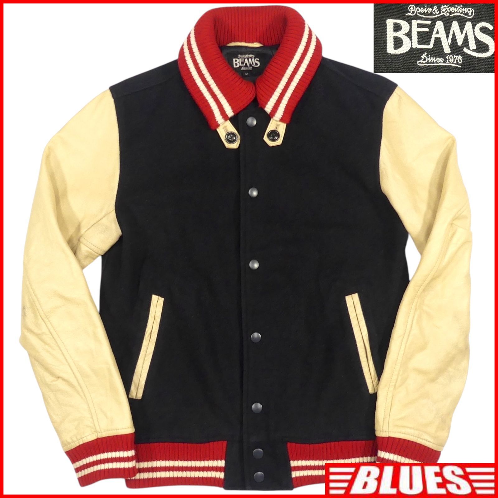BEAMS ビームス スタジャン M 古着 レザー ブルゾン ジャンパー 本革 