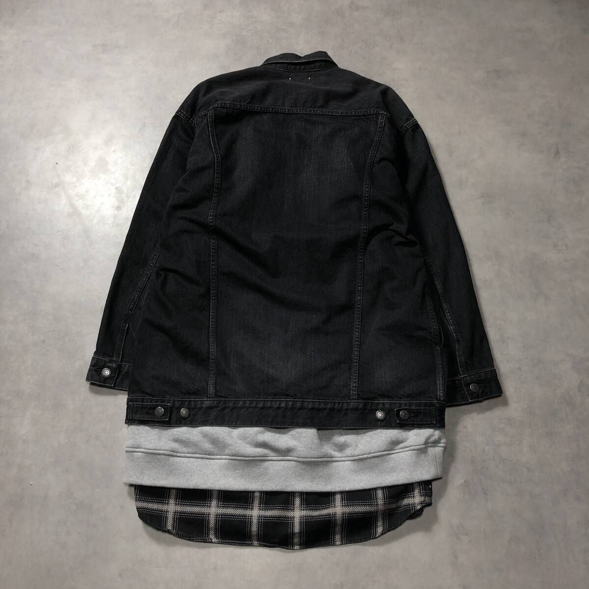 GQ4766◇MINEDENIM : レイヤード ブラックデニムジャケット◇3 