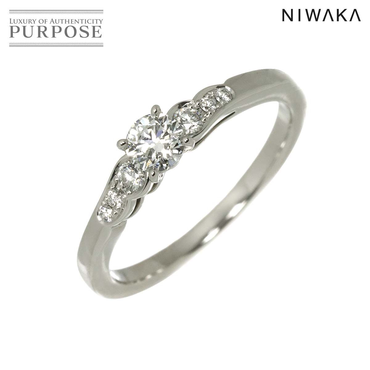 俄 NIWAKA ニワカ 花麗 12号 リング ダイヤ 0.25ct Pt プラチナ 指輪