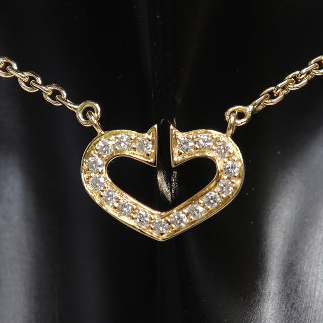 新品仕上げ済) カルティエ CARTIER Cハート ダイヤ ネックレス K18 YG