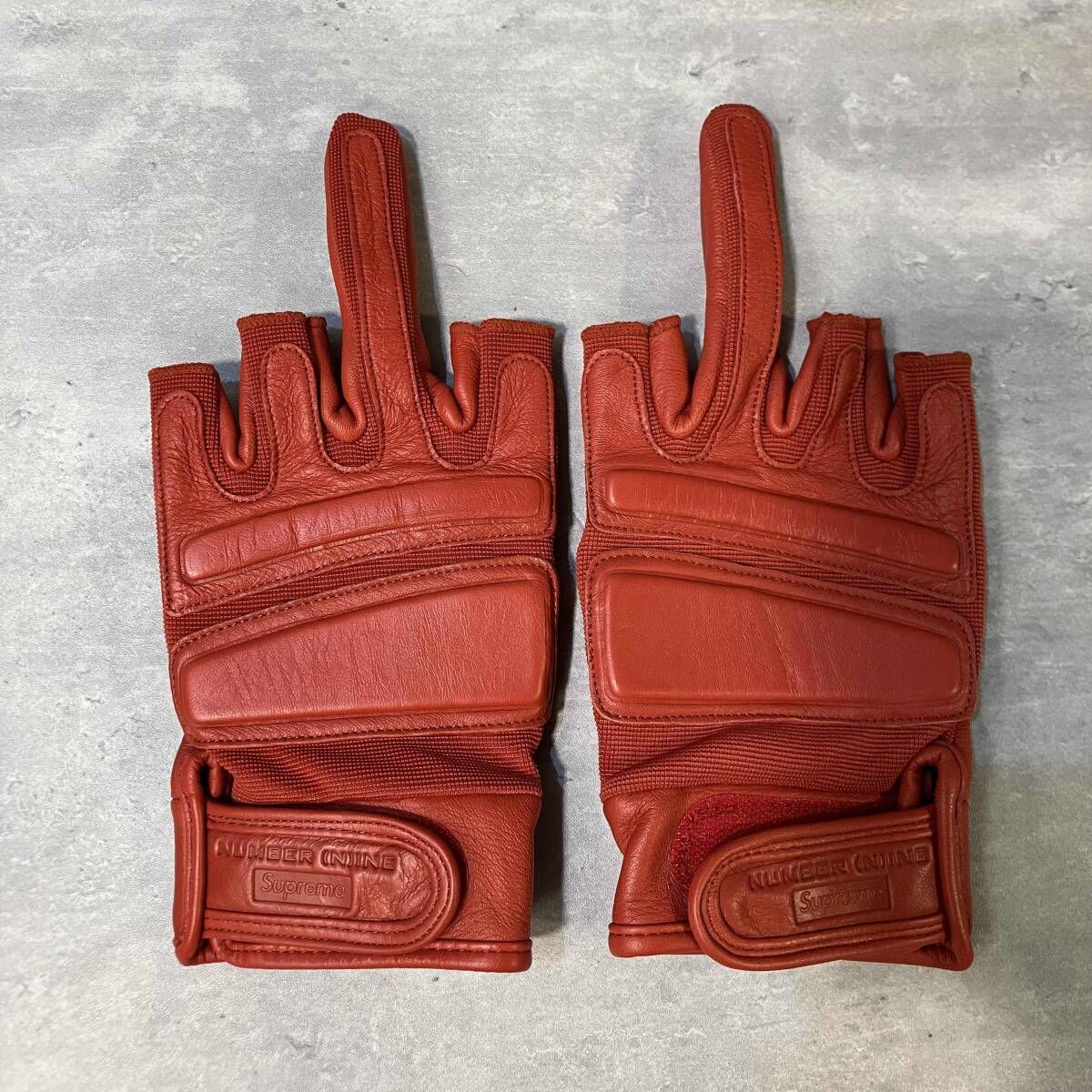 Supreme × Number (n) ine Leather Gloves RED レッド サイズL
